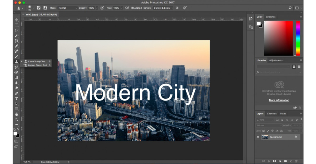 Cách xóa chữ trên ảnh bằng Photoshop Clone Stamp Tool