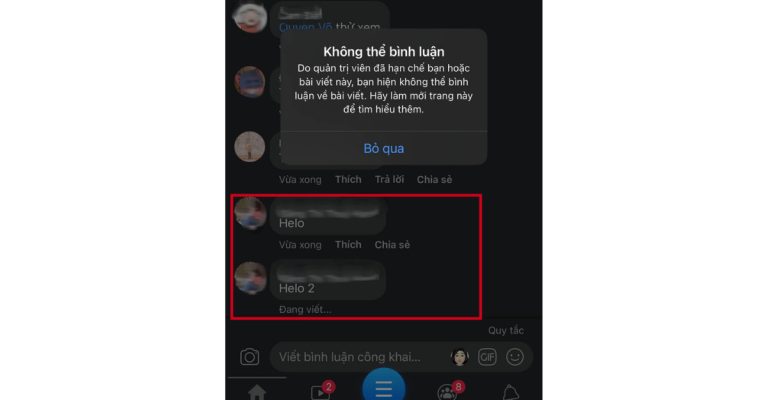 không bình luận được trên facebook