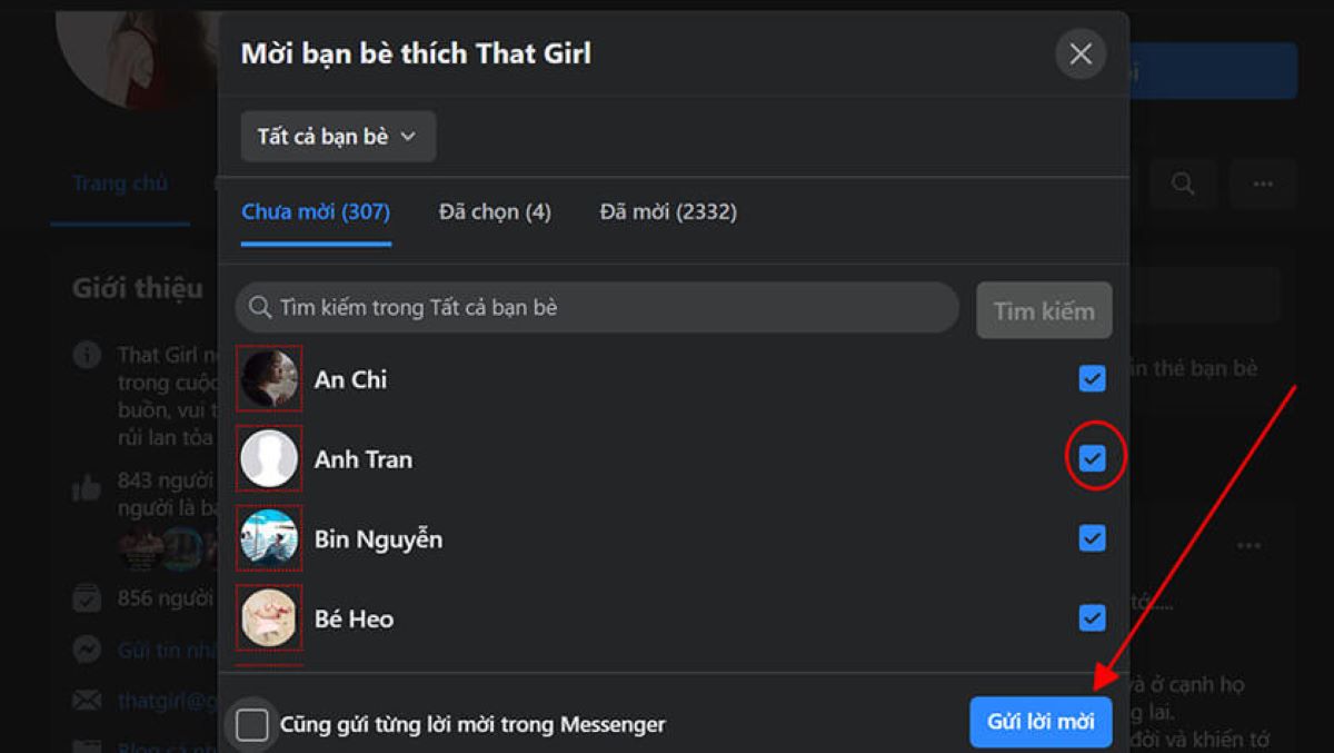 mời bạn bè thích