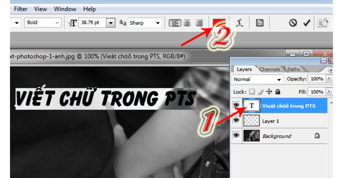 viết chữ trong Photoshop