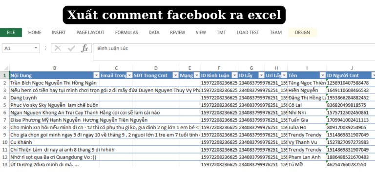 xuất comment facebook ra excel