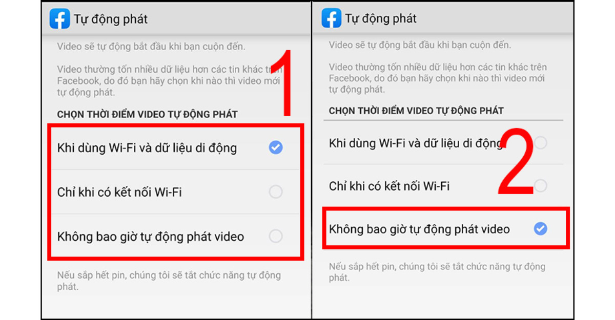 Cách cài đặt không tự chạy video trên Facebook bằng điện thoại