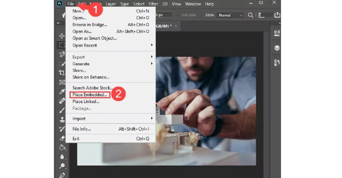 Cách chèn ảnh vào layer Photoshop với Layer đã có sẵn