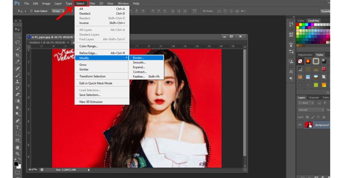 Cách điều chỉnh kích thước vùng chọn trực tiếp trong Photoshop