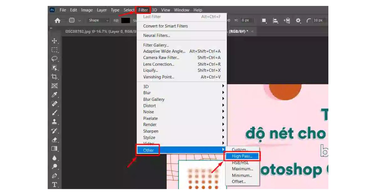Cách làm nét chữ trong Photoshop bằng công cụ High Pass