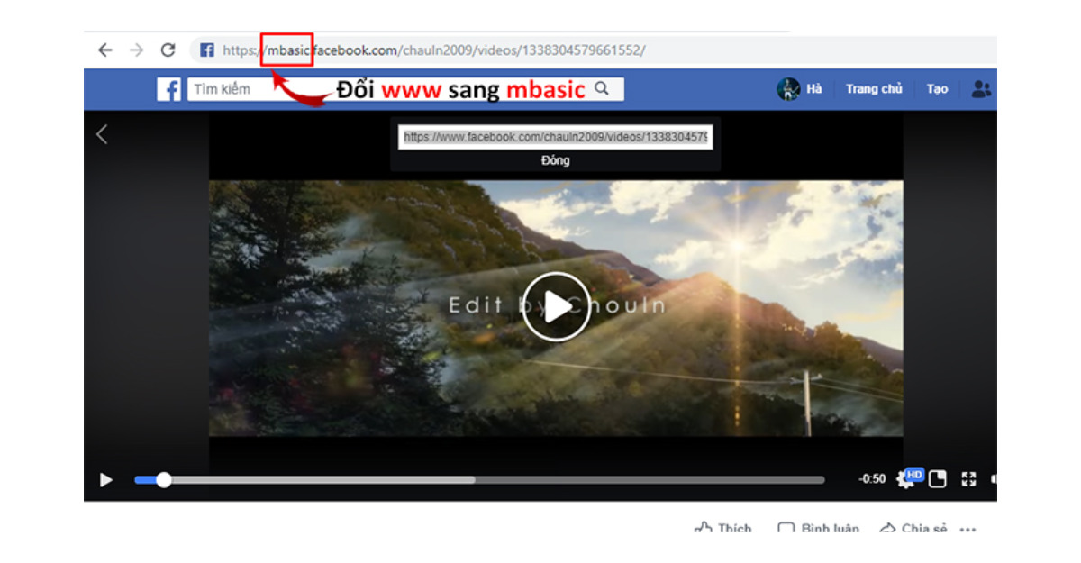 Cách tải video comment Facebook trên trình duyệt máy tính