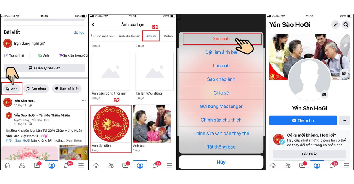 Cách xóa ảnh đại diện trên Facebook bằng điện thoại