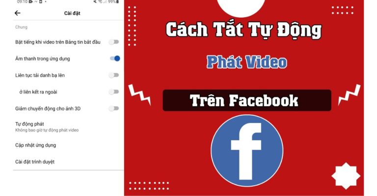 cài đặt facebook không tự phát video