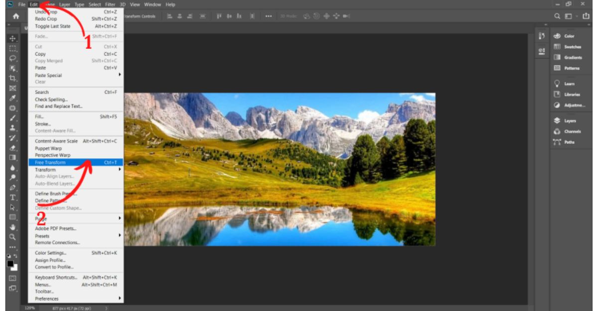 Điều chỉnh kích thước ảnh bằng công cụ Transform trong Photoshop