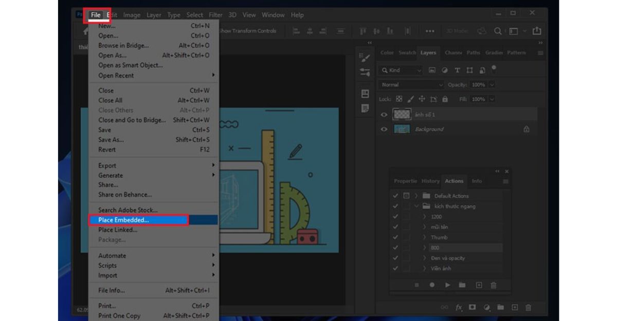Hướng dẫn chèn ảnh vào vùng chọn trong Photoshop