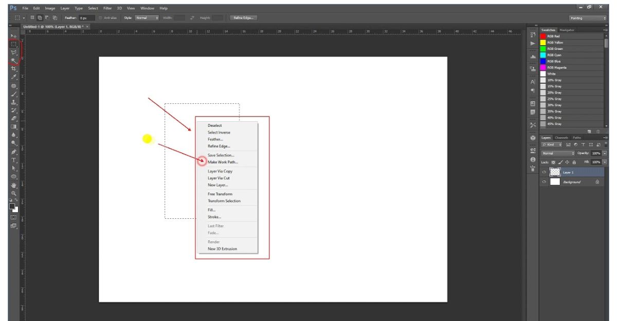 Hướng dẫn chuyển vùng chọn thành path trong Photoshop
