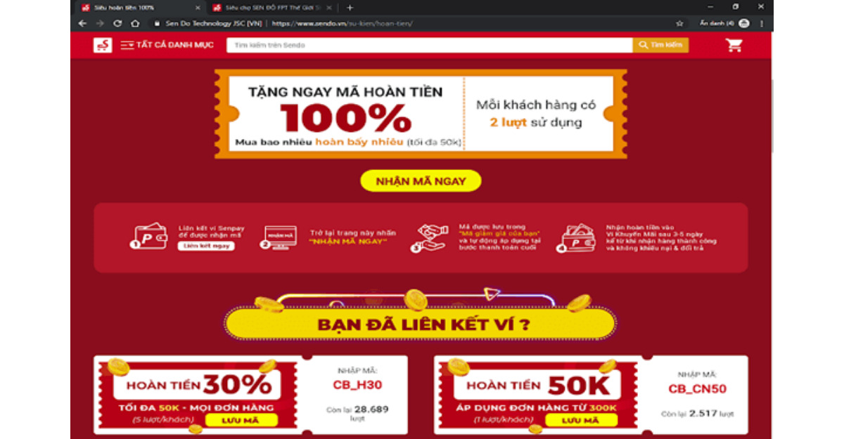 Mã hoàn tiền trên Sendo là gì? Có chức năng gì?