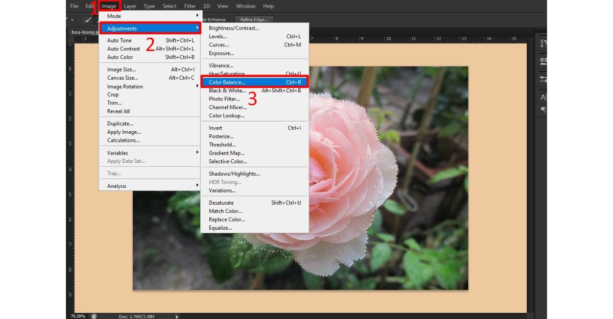 Sử dụng Color Balance để điều chỉnh màu sắc trong Photoshop