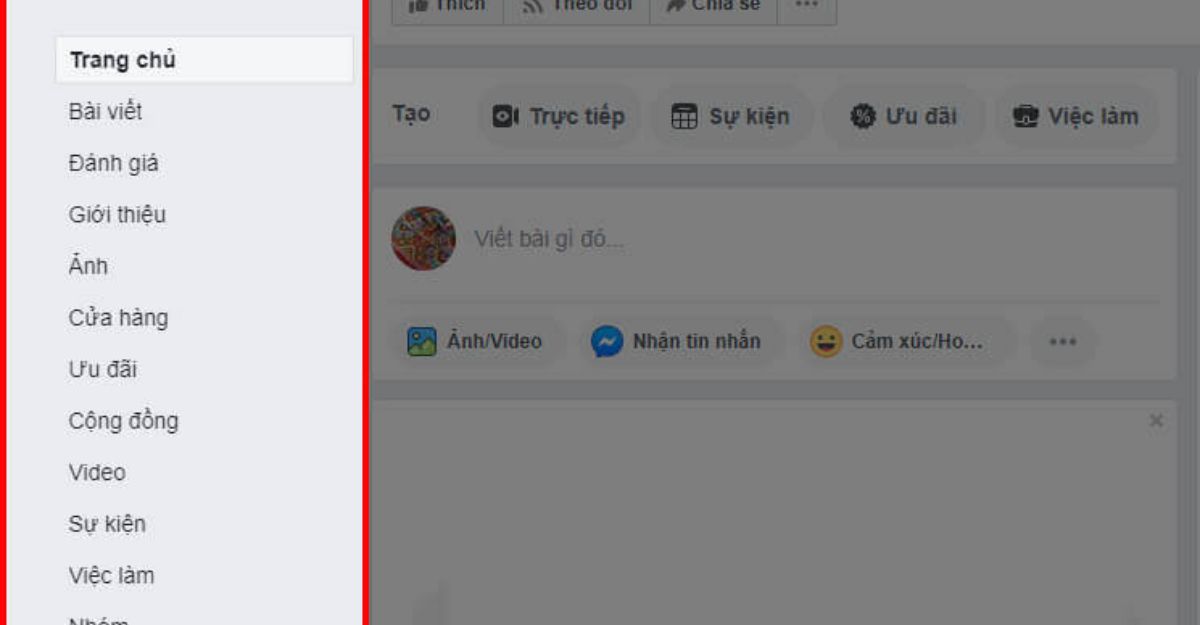 tab trên fanpage là gì