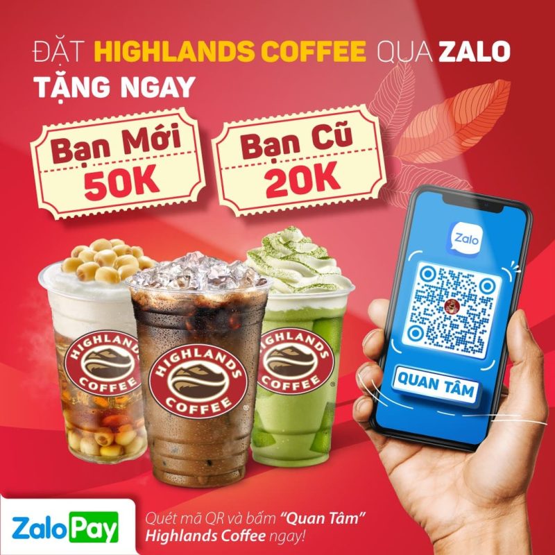 thanh toán highland bằng zalo pay