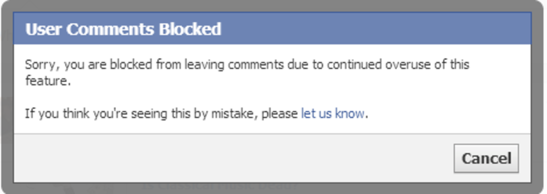 bị cấm bình luận trên facebook thì làm sao