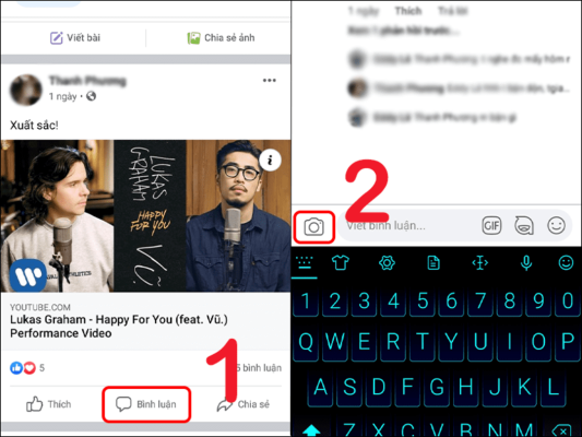 cách bình luận facebook bằng hình ảnh