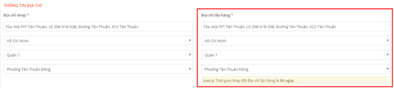 cách thay đổi địa chỉ nhận hàng trên sendo