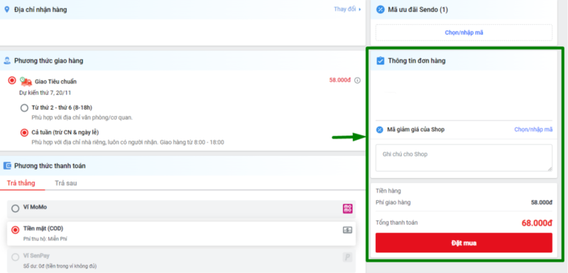 cách tính phí vận chuyển sendo