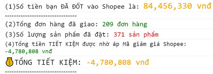 Cách xem tổng số tiền đã mua trên Shopee bằng máy tính