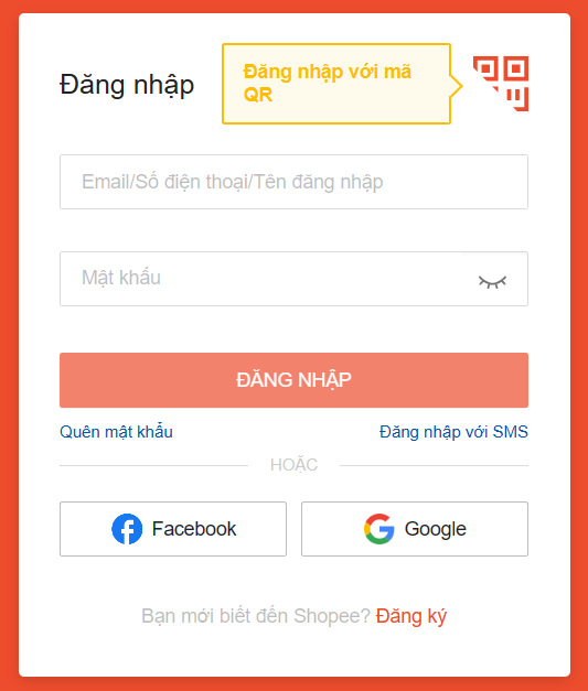 Đăng nhập Shopee trên máy tính
