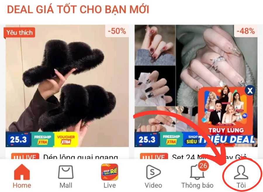 Truy cập vào mục "Tôi"