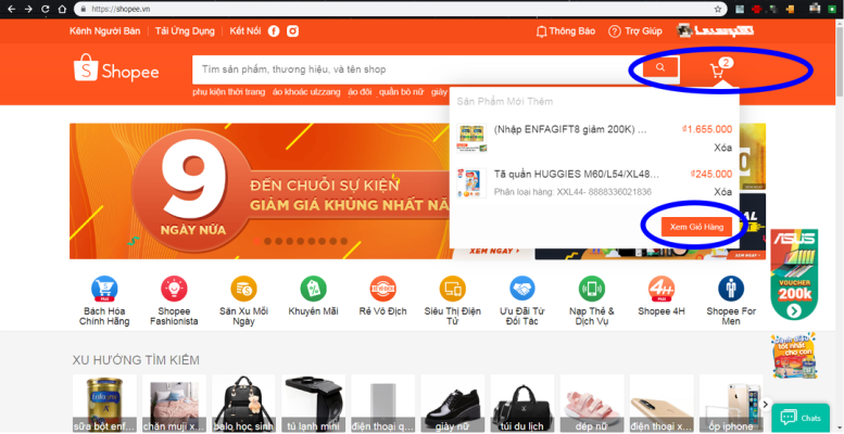 cách xóa hết giỏ hàng trên shopee