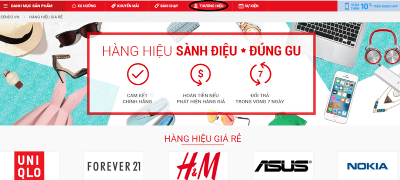 đăng ký thương hiệu trên sendo