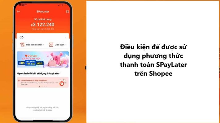 điều kiện sử dụng spaylater trên shopee