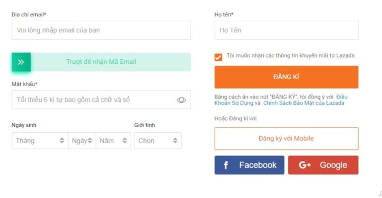 hướng dẫn tạo tài khoản lazada