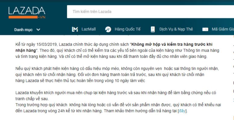 mua hàng trên lazada có được kiểm tra không