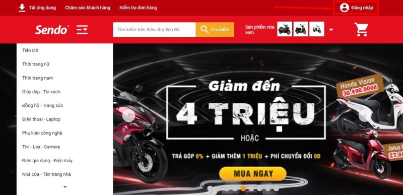 mua xe máy trên sendo
