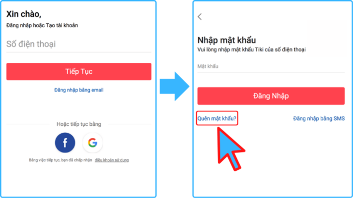 quên mật khẩu tiki phải làm sao