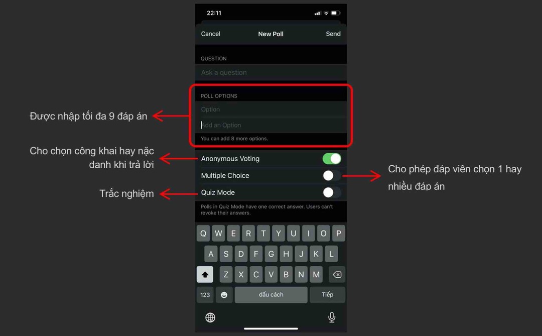 cách tạo poll trên telegram