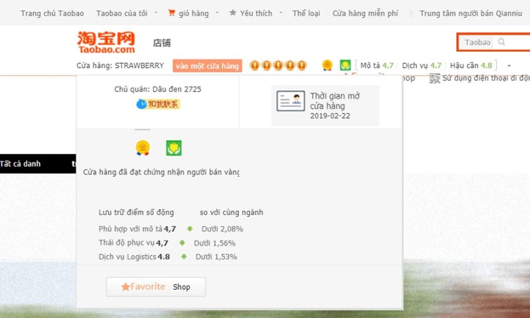 cách tìm shop trên taobao