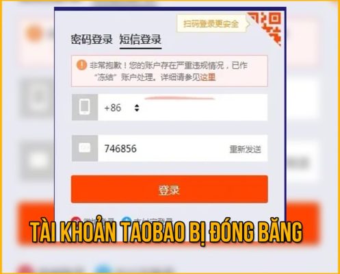 tài khoản taobao bị đóng băng