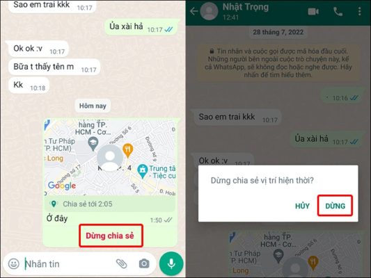 xác định vị trí người gửi tin nhắn qua whatsapp