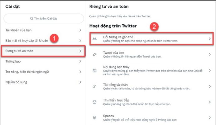cài đặt quyền riêng tư trên twitter