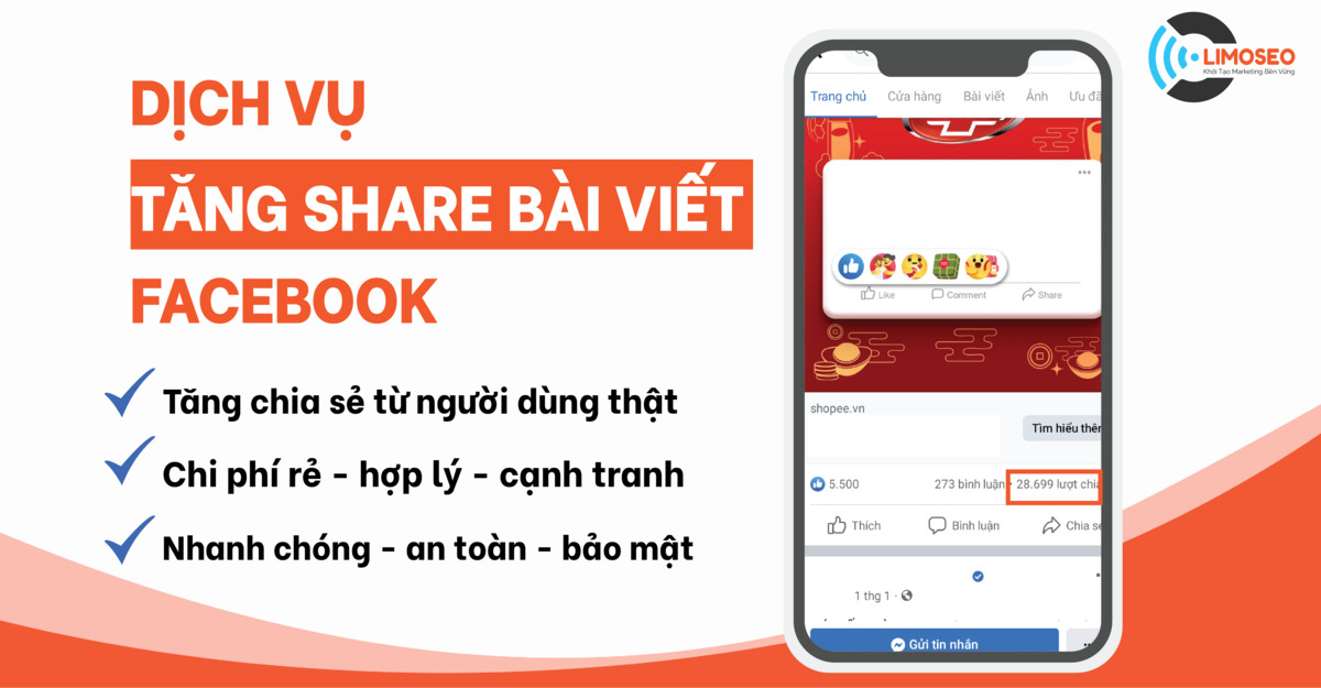 dịch vụ tăng share facebook limoseo