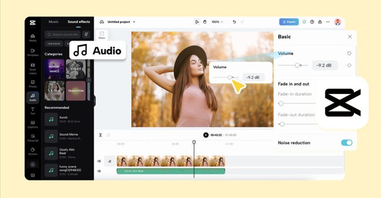 cách chỉnh hiệu ứng âm thanh to giảm dần trên Capcut