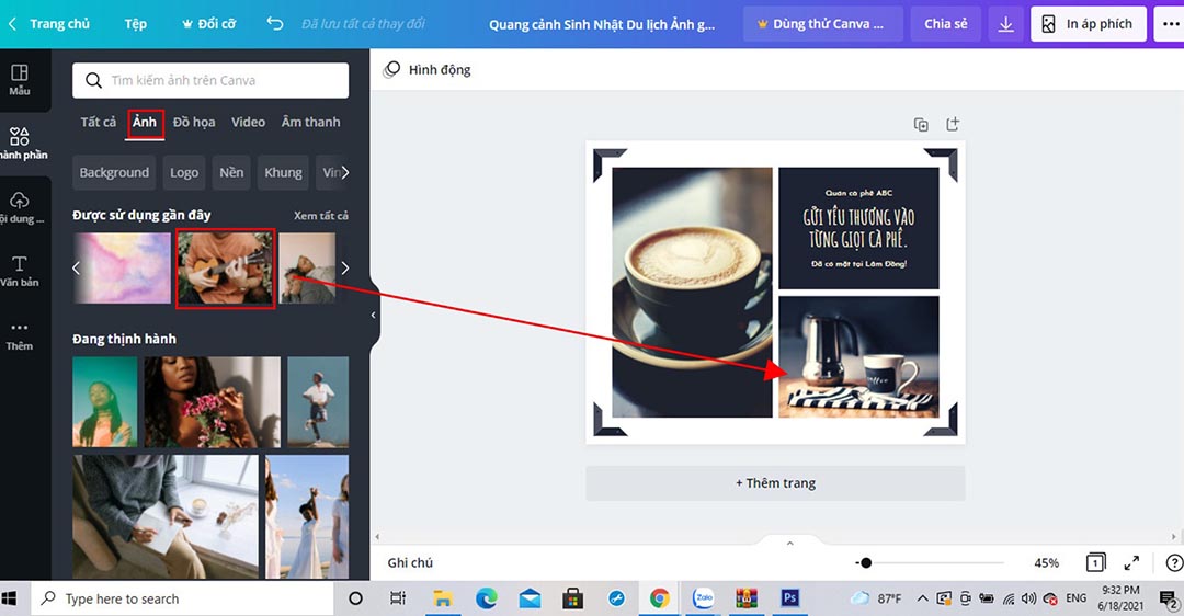 cách ghép ảnh trên Canva