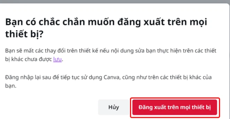 Cách đăng xuất tài khoản Canva trên mọi thiết bị từ xa bằng máy tính