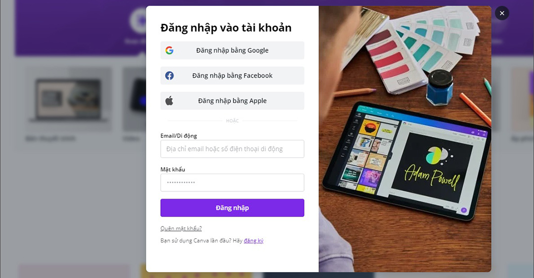 cách đổi mật khẩu trên Canva