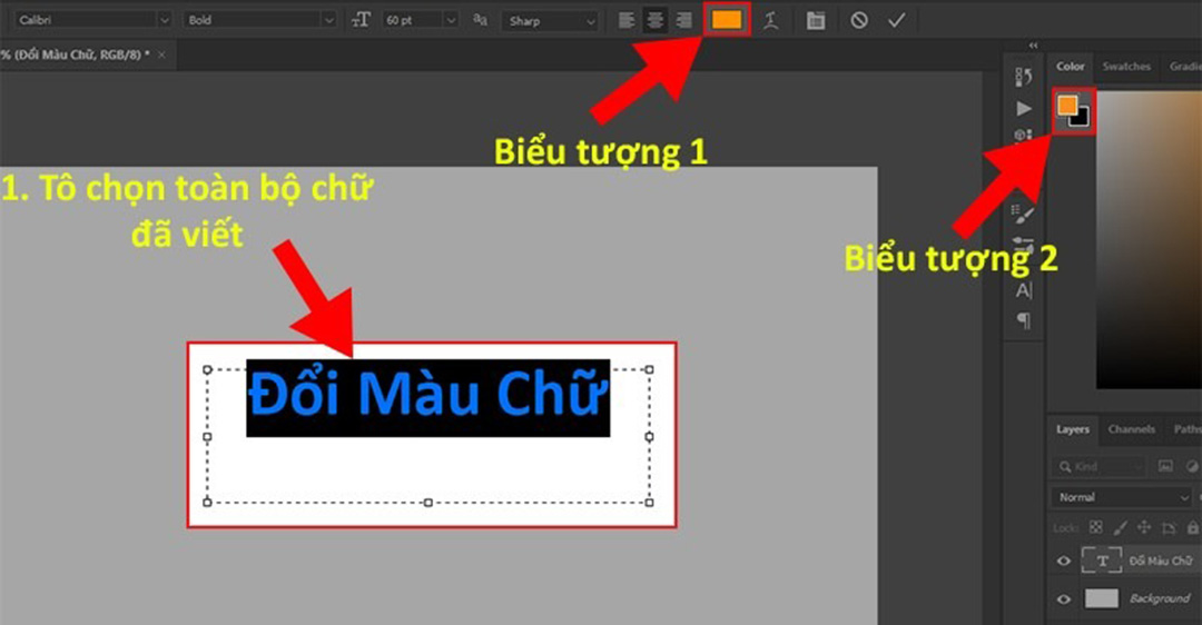 cách đổi màu chữ trong Photoshop