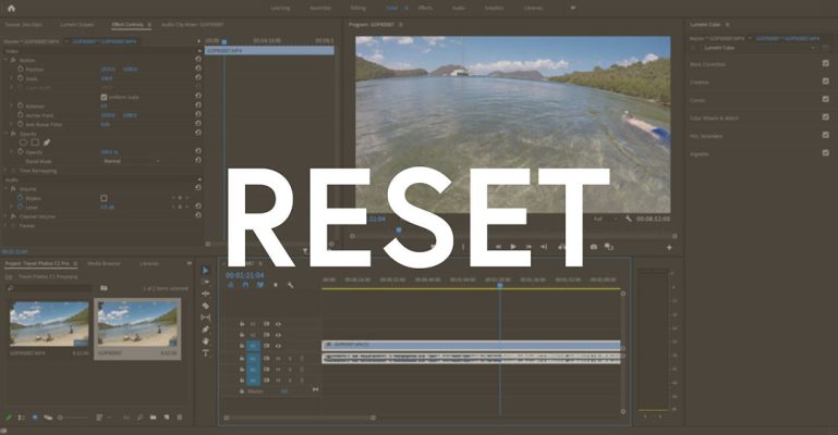 cách reset Adobe Premiere