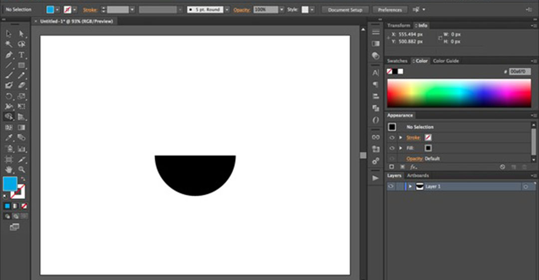 cách vẽ nửa hình tròn trong Photoshop
