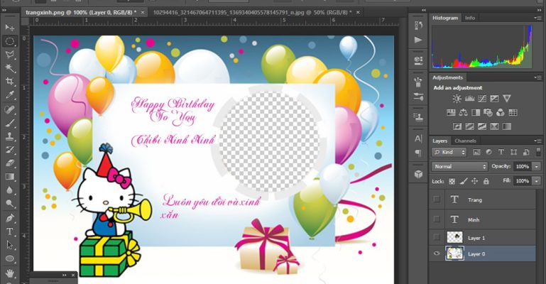 ghép ảnh vào khung có sẵn trong Photoshop