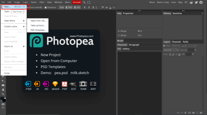 Tìm hiểu về công cụ photoshop online Photopea