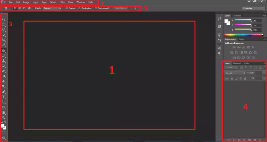 Về giao diện của Photoshop online