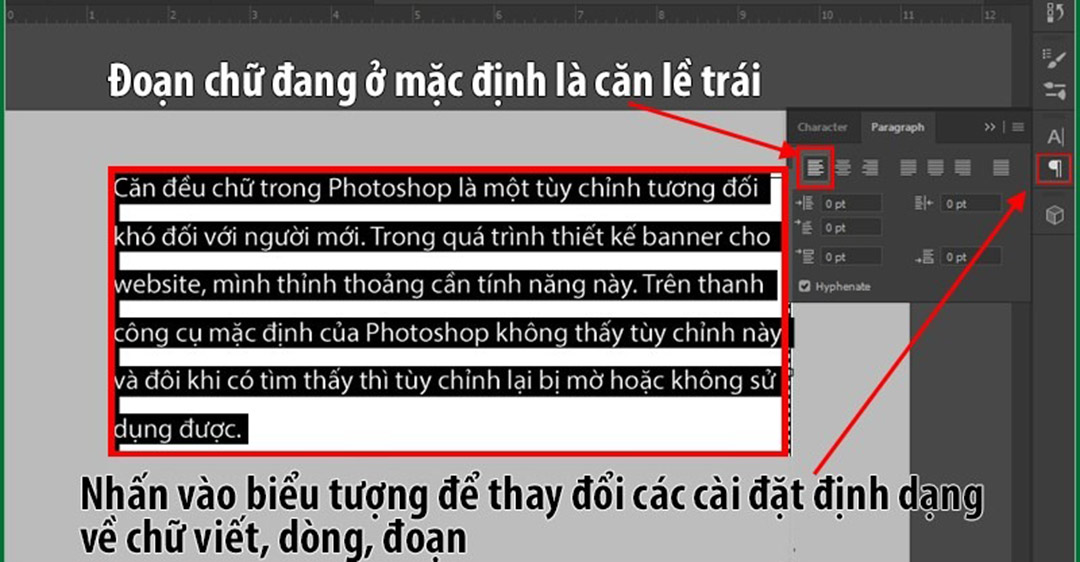 cách căn đều chữ trong Photoshop